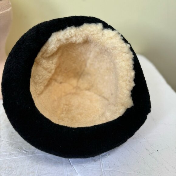 Vintage Shearling Bucket Rimmed Hat Sheepskin Fur Cozy Warm Leather Custom Fur - Picture 8 of 13